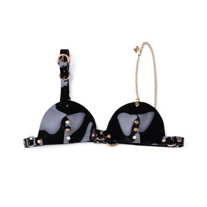 Pvc gold rings chain bra