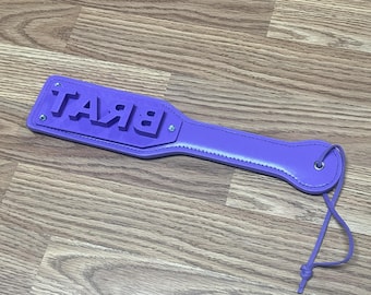 12" Purple Genuine Leather Impression Message Spanking BDSM Paddle