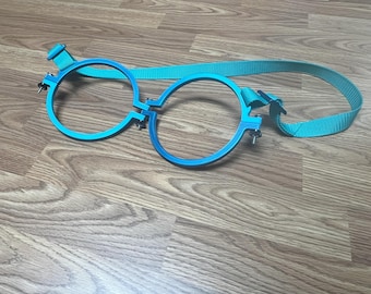 Dull Breast Harness Clamps Attached to Nylon Bondage Webbing - Colors Rainbow