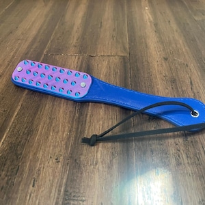 Spiked Faux Leather Paddle Harleyquin Edition Blue Rose Red