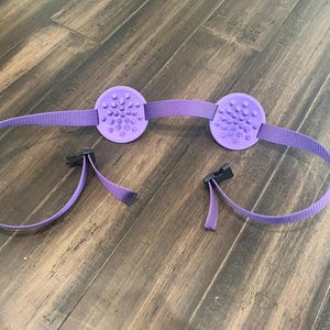 Sadist Nipple Spiked Breast Play Pads Attached to Nylon Bondage Webbing - Colors Rainbow