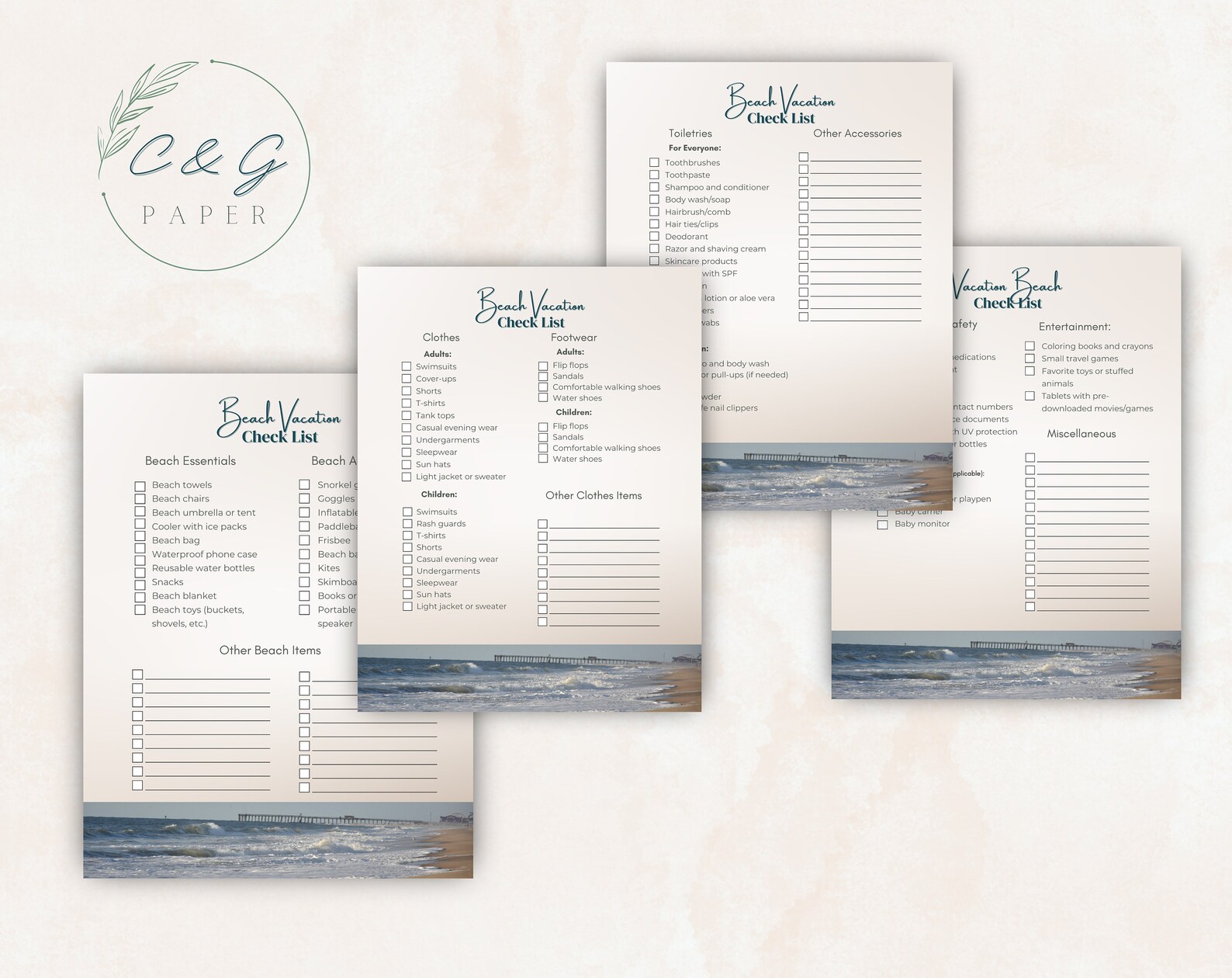 Printable Beach Vacation Checklist Trip Planner Packing List Digital