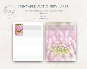 Pink flower floral stationery paper