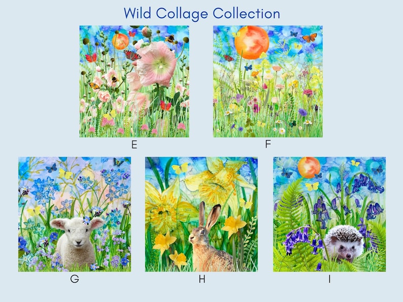 Bundle of 4 square blank cards greetings card choose from across all 29 of Millie Moth/'s designs colourful alcohol ink flower paintings