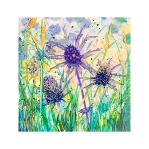 Sea Holly square card blank card flowers birthday card thinking of you blue spiky flower summer sea holly thistle image 2