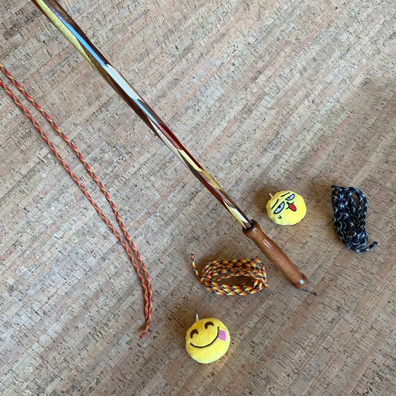 Hand Made, Multiple Species Hardwood Cat Toy, Cat Fishing Pole, Cat Teaser  Stick. 