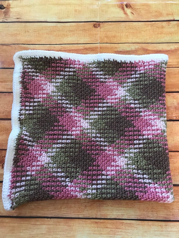 Pink Argyle Baby Blanket Crochet Afghan Bedding Baby Etsy