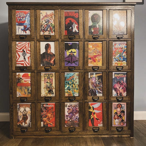 Comic Book Storage and Organization Cabinet with 20 Drawers
