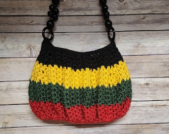 Crochet rasta shoulder bag with beads