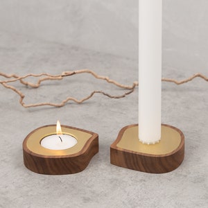 Brass taper candle holder and teelight holder