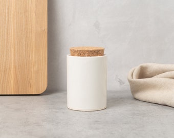 Ceramic storage jar with lid I Stoneware coffee tea container I Kitchen or bathroom canister