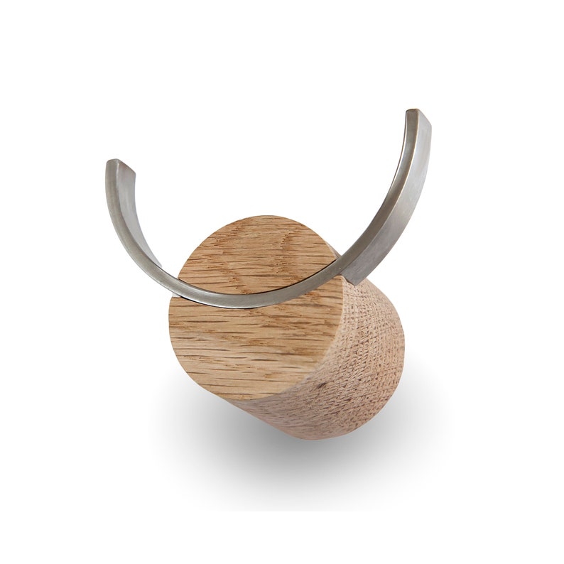 Oak wood wall hook with stainless steel