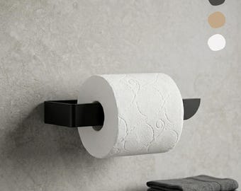 Modern Adhesive Toilet Paper Holder, Metal | Black, White & Beige