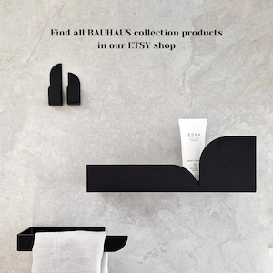 Matte Black Metal Towel Rack Rental Friendly Adhesive Mount image 9