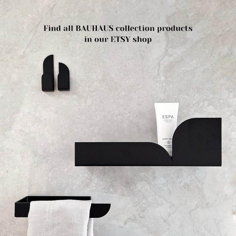 Matte Black Metal Towel Rack Rental Friendly Adhesive Mount image 9