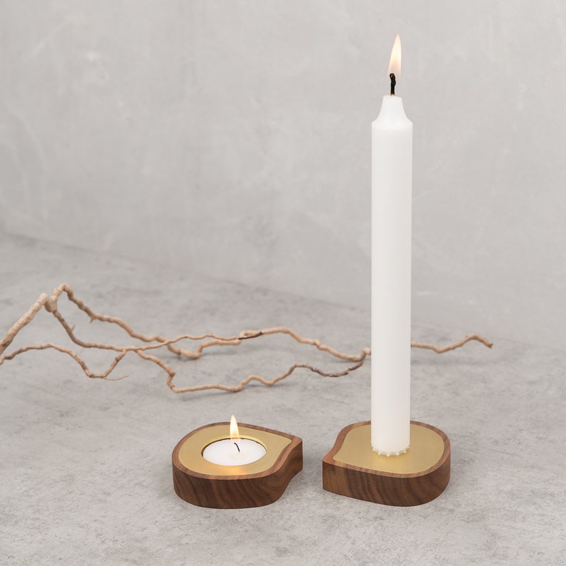 Brass taper candle holder and teelight holder