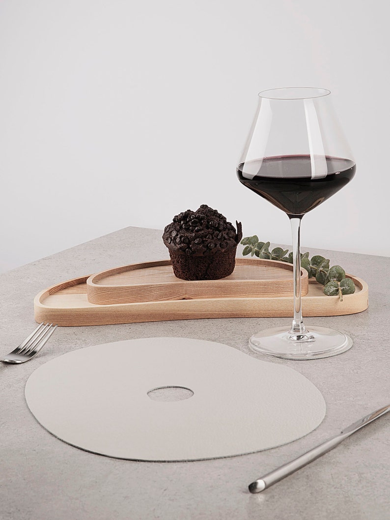 Faux Leather Placemats Gray Leather Coaster Modern Table Mat Etsy