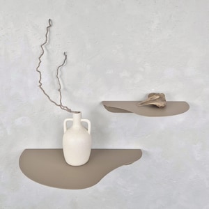 Beige metal wall shelf MOSS, Scandinavian style floating shelf
