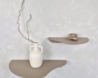 Beige metal wall shelf MOSS, Scandinavian style floating shelf