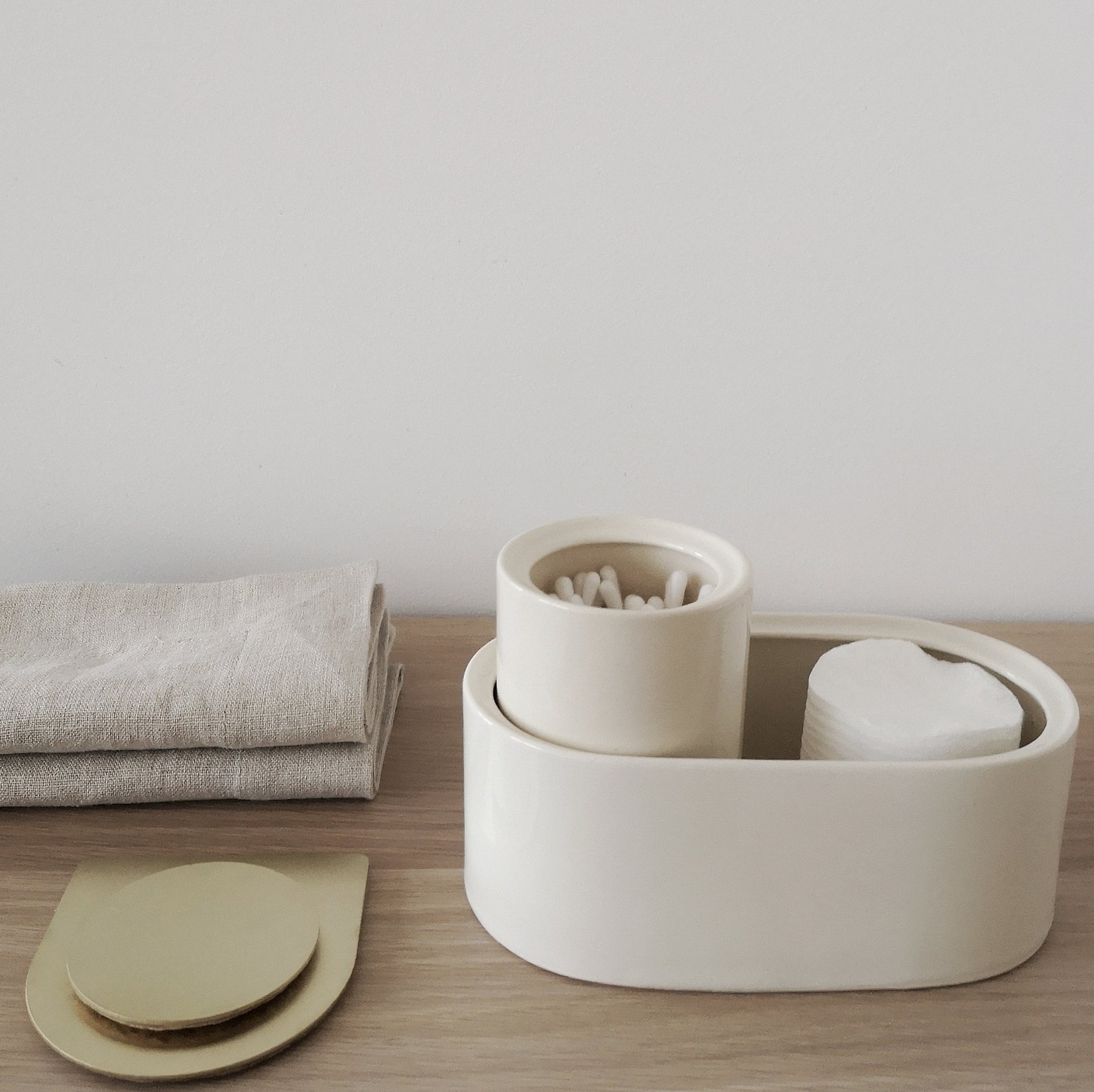 Cotton Pad Holder Bathroom Set Of 2 Cotton Round Holder Etsy