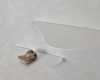 Small white wall shelf MOSS, Modern display for small decor