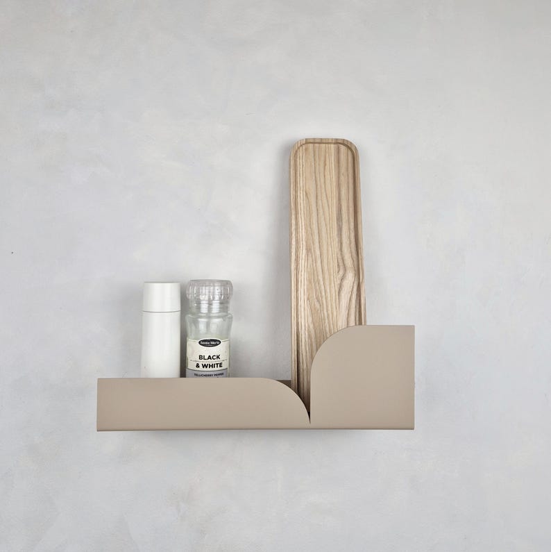 Beige kitchen storage rack