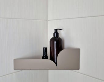 Estante esquinero de ducha moderno color beige: acero inoxidable estilo Bauhaus