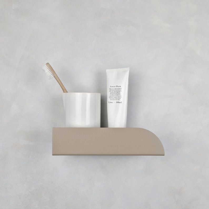 Small beige wall shelf for bathroom