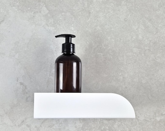 White Metal Shower Shelf: Modern Bauhaus Bathroom Wall Rack