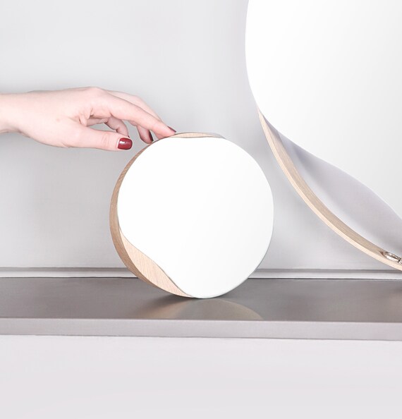 Small Makeup Mirror 17 Cm I Wavy Desktop Mirror I Round Table Etsy