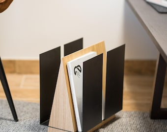 Modern Wood Magazine Rack: Minimalist Home Office Decor