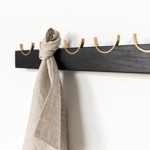 Perchero de pared negro | Perchero moderno con ganchos para ropa | Perchero de pared con ganchos para ropa de acero inoxidable o latón