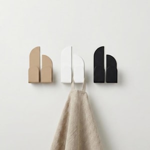 Ganchos adhesivos minimalistas para pared BAUHAUS / Negro mate, gris, beige o blanco / Ganchos modernos para baño y recibidor