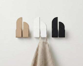 Ganchos adhesivos minimalistas para pared BAUHAUS / Negro mate, gris, beige o blanco / Ganchos modernos para baño y recibidor