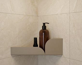 Modern Beige Shower Corner Shelf: Bauhaus Style Stainless Steel