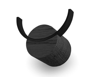 Black Oak Wood Wall Hook Rack: Double Towel & Coat Hanger