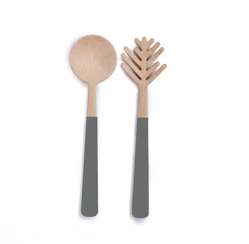 Grey salad servers