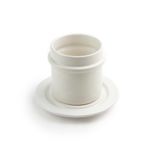 Tea Cup And Saucer Set I Modern Ceramic Mug I Coffee Lover Gift I Stoneware tumbler Biały