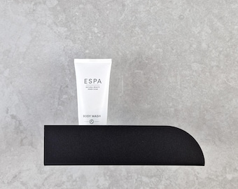 Small Black Metal Shower Shelf: Modern Bathroom Wall Rack