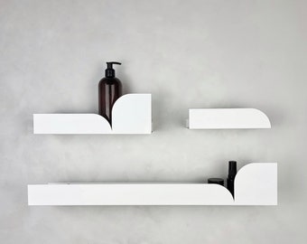 White Metal Floating Shelf: Bauhaus Modern Wall Organizer