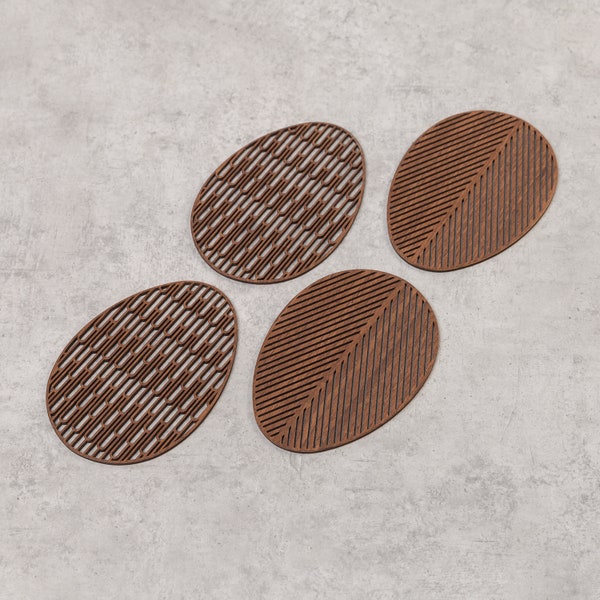 Wooden coasters, Egg-Shaped Drink Coasters, Set of 2