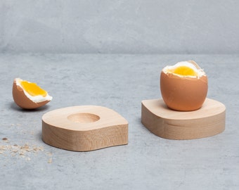 Wooden egg cup I Breakfast tableware I Organic shape egg holder I Easter table decor