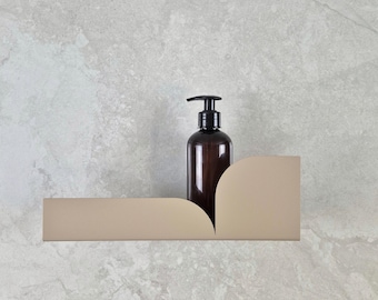 Beige metalen doucheplank: moderne Bauhaus-shampooopslag