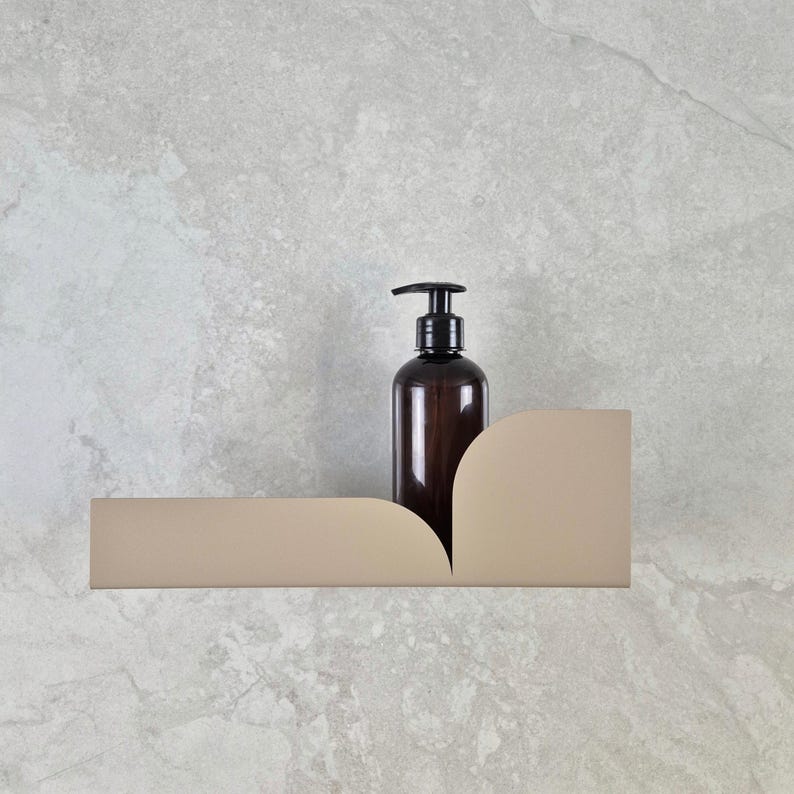 Beige Metal Shower Shelf: Modern Bauhaus Shampoo Storage image 1