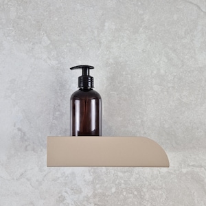 Small Beige Metal Shower Shelf: Modern Bathroom Wall Rack