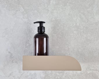 Small Beige Metal Shower Shelf: Modern Bathroom Wall Rack