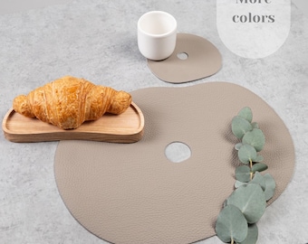 Modern Leather Placemat and Coaster Set: Nordic Table Decor
