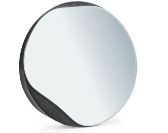 Table top black mirror, 17 cm I Small round make up mirror I Modern cosmetic mirror I  I Wedding Gift I Men's shaving mirror