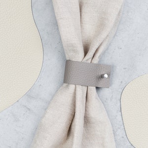 Beige leather napkin ring