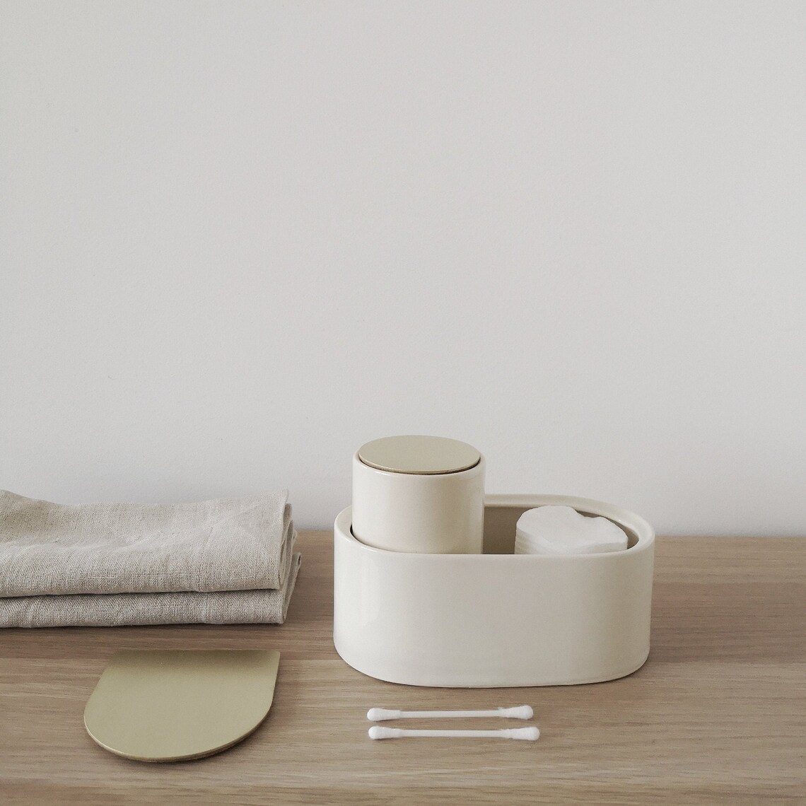 Cotton Pad Holder Bathroom Set Of 2 Cotton Round Holder Etsy